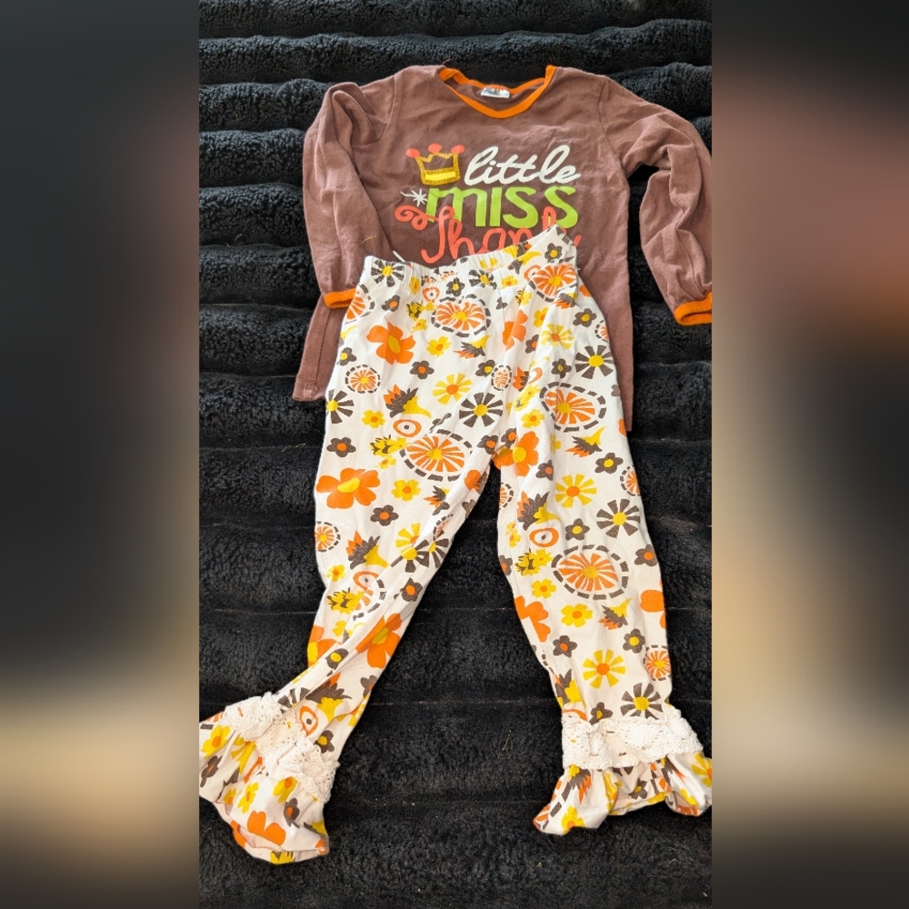 Thanksgiving Sparkle in Pink 3T/4T  - Orange and Brown